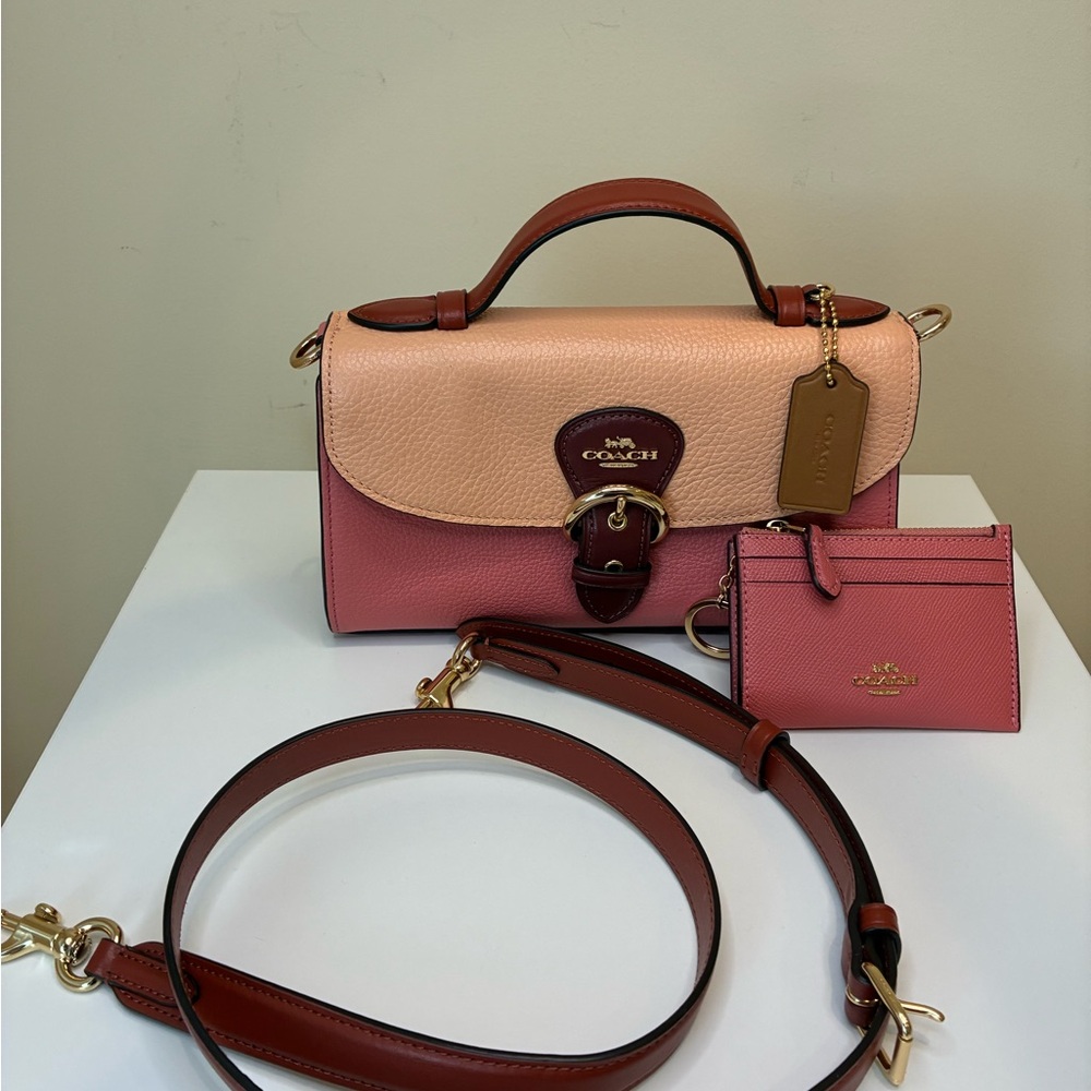 Rare Coach Kleo Top Handle In Colorblock  with Mini Skinny Id Case